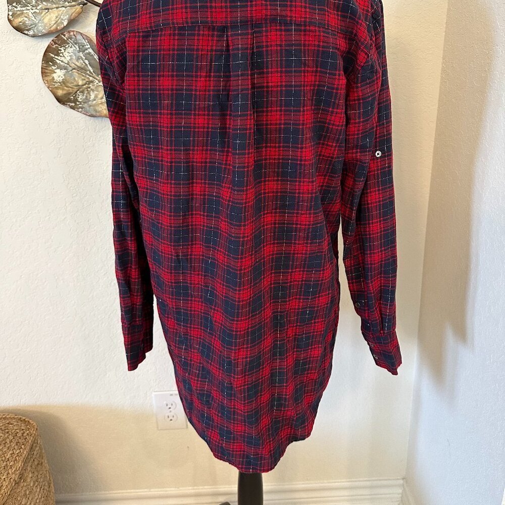 J.Crew Red & Navy Plaid Tunic Shirt - Size M - Picture 4 of 5